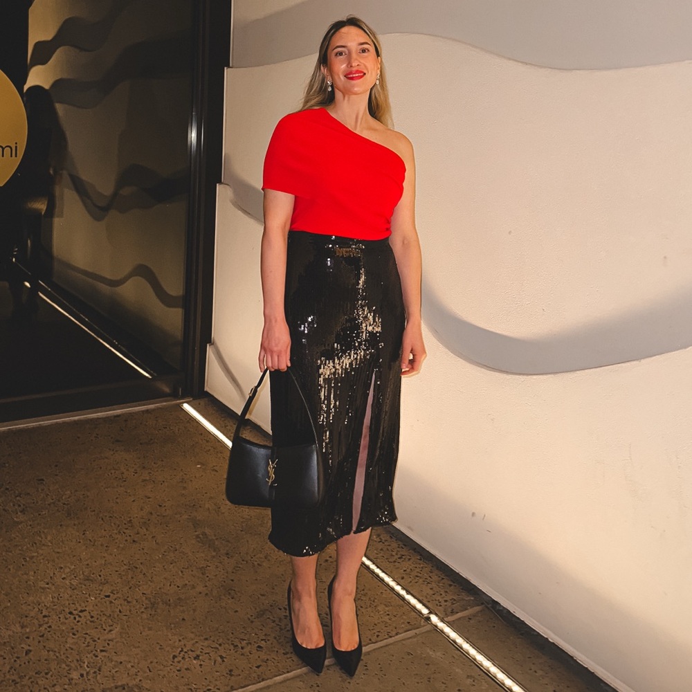 H&M Black Sequin Pencil Skirt